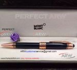 Perfect Replica Montblanc JFK Replica Ballpoint Pen Black Resin Rose Gold Clip